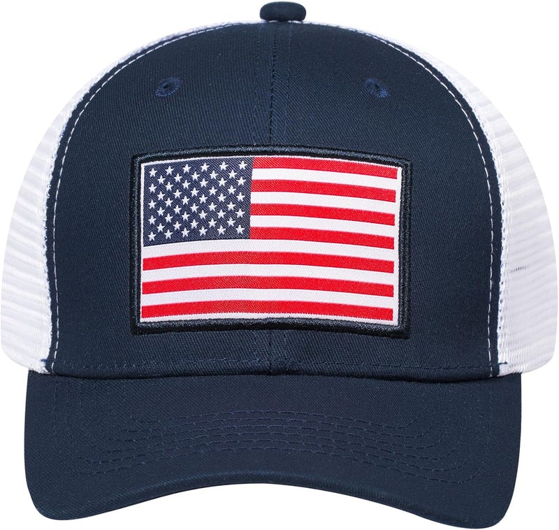 AURR American Flag Trucker Hat, Patriotic Baseball Cap for Men & Women, Breathable Mesh Adjustable Snapback, USA Flag Patch - Image 2